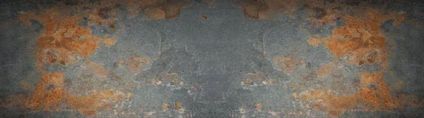 Grunge Enferrujado Pedra Metal Escuro Fundo Textura Banner Panorama — Fotografia de Stock