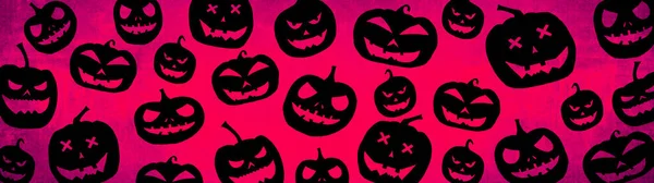 Символ Halloween Банер Широкий Панорамний Дизайн Шаблону Верхнього Виду Силует — стокове фото
