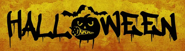 Halloween Achtergrond Banner Breed Panorama Template Silhouet Van Eng Gesneden — Stockfoto