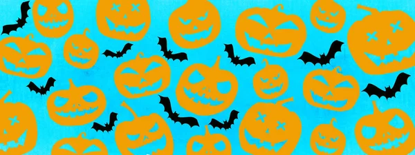 Символ Halloween Банер Широкий Панорамний Дизайн Шаблону Помаранчевий Чорний Силует — стокове фото