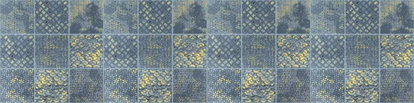 Öregített Kopott Kék Zökkenőmentes Négyzet Évjárat Retro Mozaik Csempe Fal — Stock Fotó