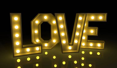 3D rending love tabelası