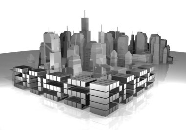 Business City 3D illüstrasyon oluşturdu