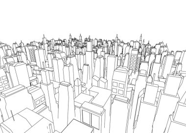 şehir mimarisi 3d illüstrasyon 