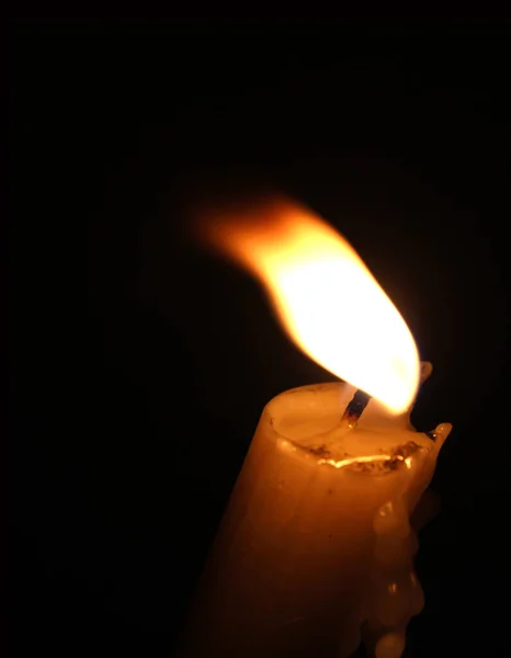 Zavřít Hořící Plamen Svíčky — Stock fotografie