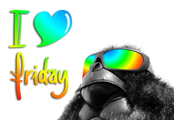 Color Love Friday Message Monkey Eyeglasses — Stock Photo, Image
