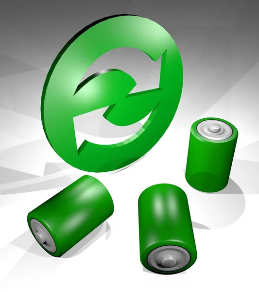 Reciclar Bateria Símbolo Desenhar — Fotografia de Stock