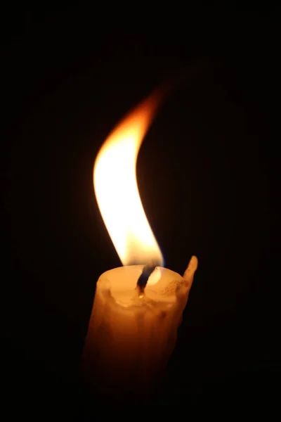 Close Burning Candle Flame — Stock Photo, Image