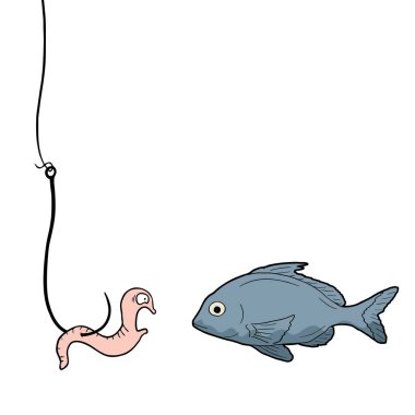 solucan ve balık vektör çizimi