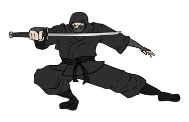 Ninja çizim vektör illüstrasyonu