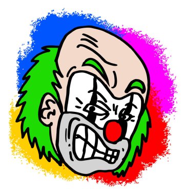 Kötü palyaço yüzü, vektör illüstrasyonu 