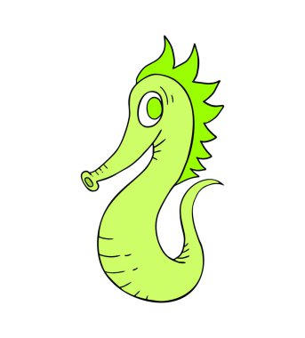 yeşil deniz atı çizim vektörü çizimi