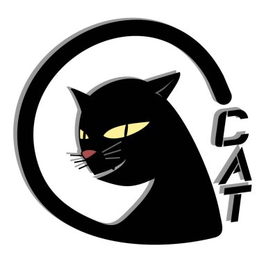 Çıkartmalı kedi çizgi film vektör çizimi