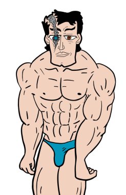 karikatür güçlü yaratık vektör çizimi 