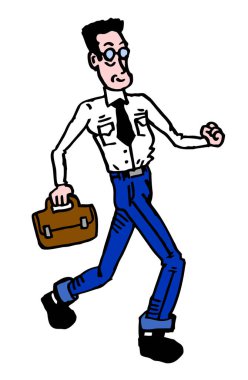 Evrak çantası ve kravatı olan genç bir adam.