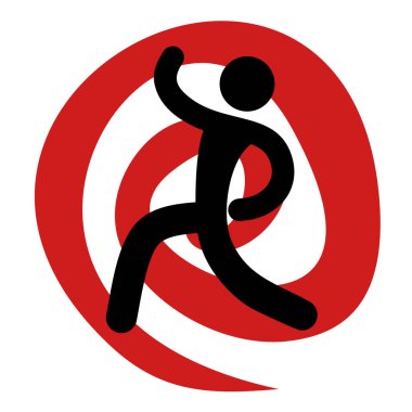 çalışan kişi simgesiyle kırmızı işaretli vektör logosu tasarımı