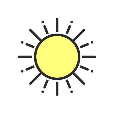 düz güneş ikonu vektör illüstrasyonu