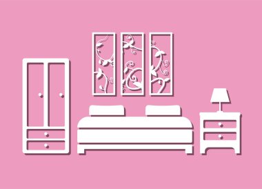 Yatak odası simgesi tasarımı vektör illüstrasyonu