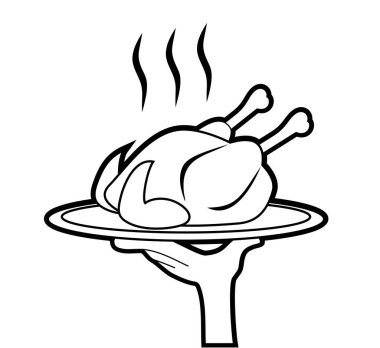 outline illustration of chicken vector icon