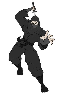 siyah ninja saldırı vektör illüstrasyonu