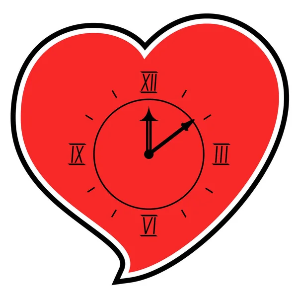 Illustrazione Vettoriale Orologio Rosso Amore — Vettoriale Stock