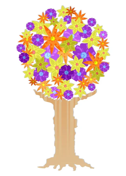 Ilustração Vetorial Árvore Floral — Vetor de Stock