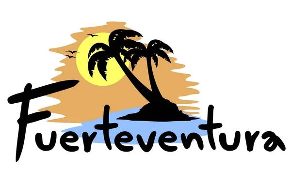 Fuerteventura Spiaggia Vettoriale Illustrazione — Vettoriale Stock