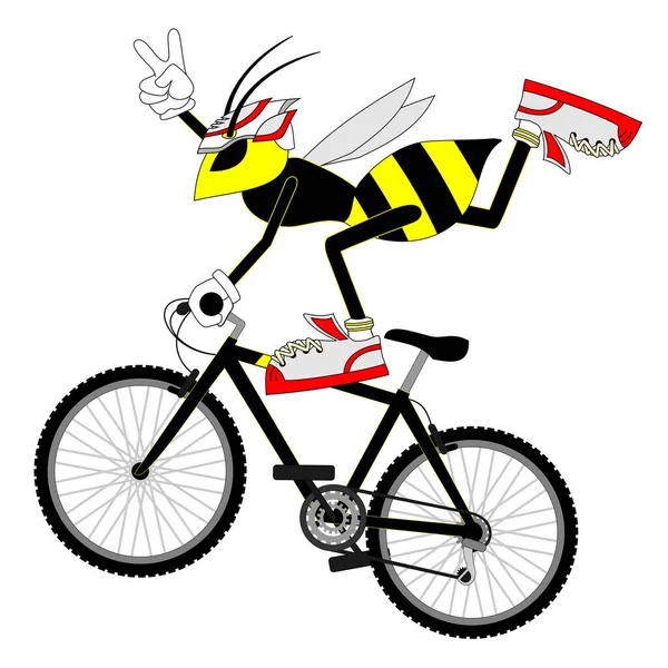 Vector Ilustración Abeja Insecto Bicicleta — Vector de stock