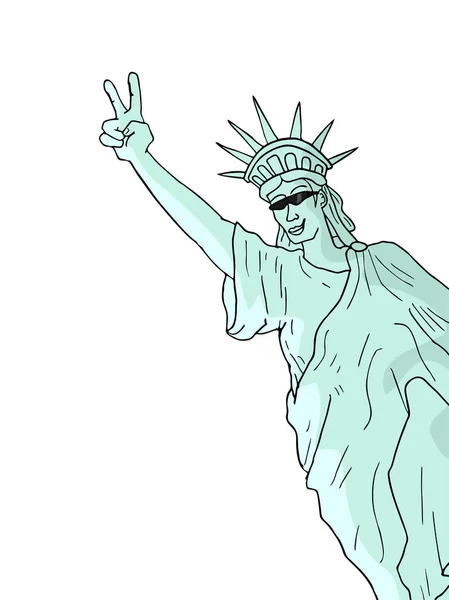 Feliz Libertad Estatua Vector Ilustración — Archivo Imágenes Vectoriales