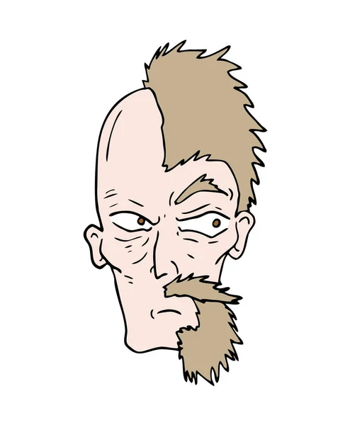 Half Beard Cartoon Face Draw — 스톡 벡터