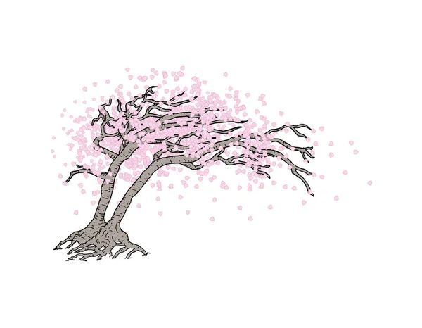 Японская Векторная Иллюстрация Деревьев — стоковый вектор