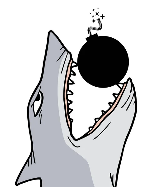 Tiburón Bomba Vector Ilustración — Vector de stock