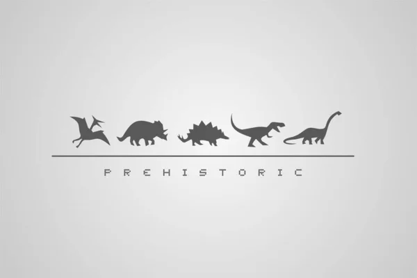 Dinosaures Symboles Conception Illustration Vectorielle — Image vectorielle