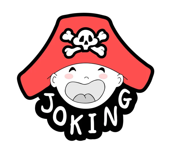 Witzige Babygesichter Mit Piratenmütze — Stockvektor
