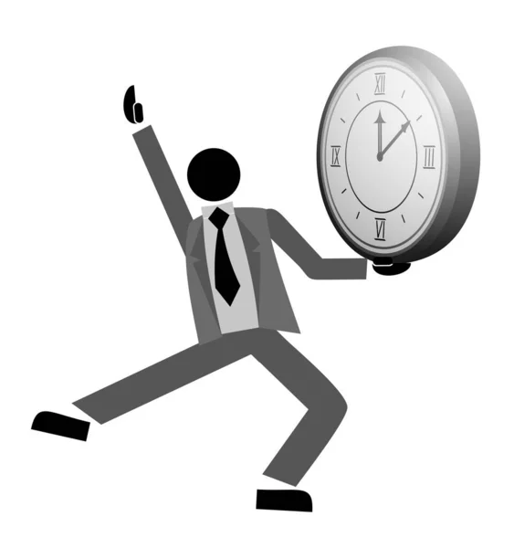 Homme Affaires Avec Une Horloge — Image vectorielle