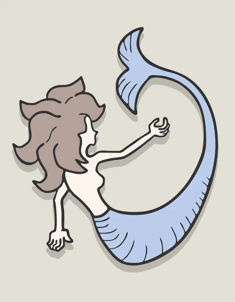 Vector Ilustración Una Linda Sirena Dibujos Animados — Vector de stock