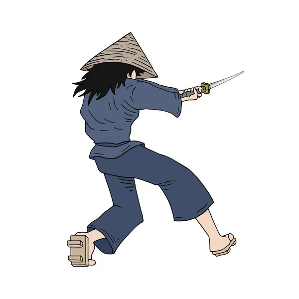 Samurai Desenhar Ilustração Vetorial —  Vetores de Stock