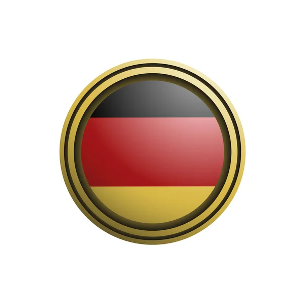 Deutsche Flagge Rundes Schild Auf Weißem Hintergrund — Stockvektor