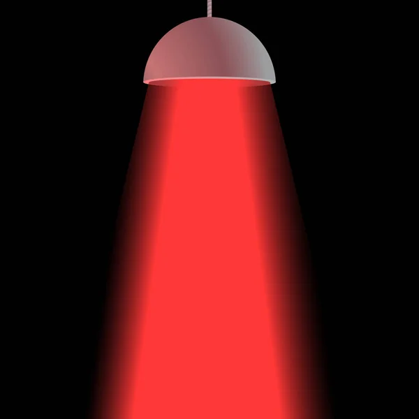 Червона Лампа Чорному Фоні — стоковий вектор