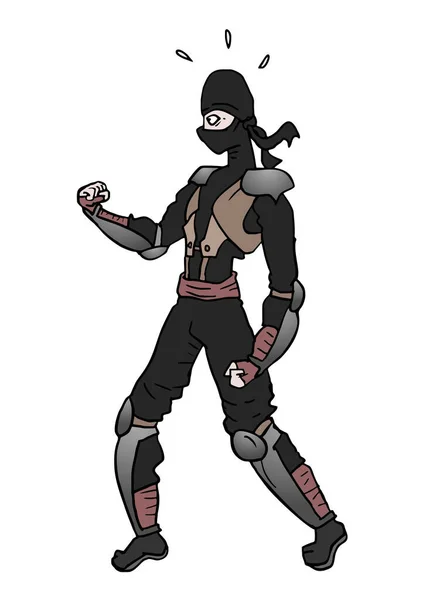 Lustige Ninja Zeichnen Vektor Illustration — Stockvektor
