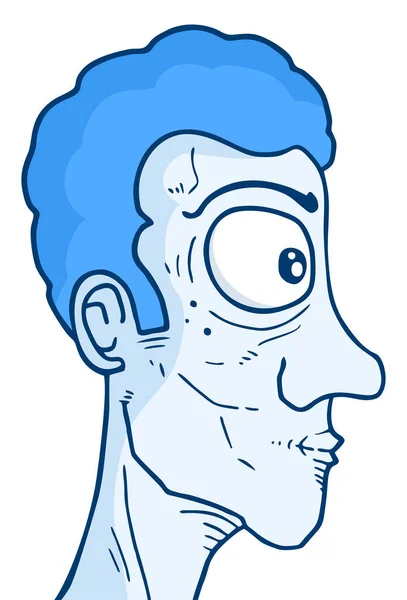 Blauwe Gezicht Man Vector Illustratie — Stockvector