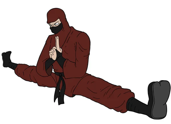 Ninja Guerriero Disegnare Illustrazione Vettoriale — Vettoriale Stock