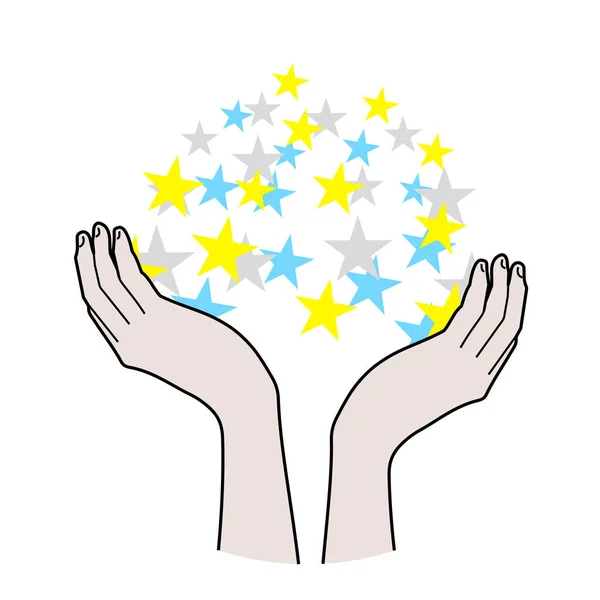 Mano Con Icono Las Estrellas Ilustración Vectorial — Vector de stock