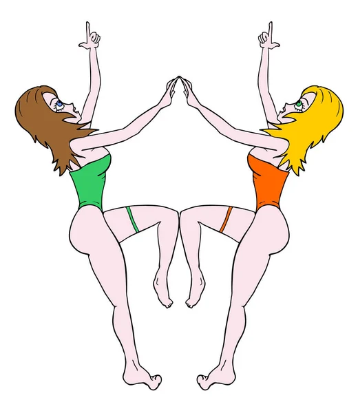 Dos Chicas Gimnasio Vector Ilustración — Archivo Imágenes Vectoriales