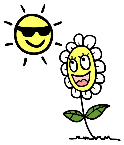 Happy Sun Sunglasses Flower — Stock Vector