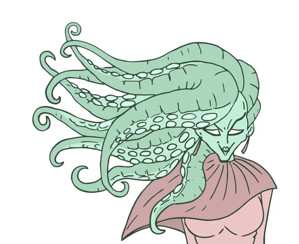 Mutant Woman Octopus Hair — Stock Vector