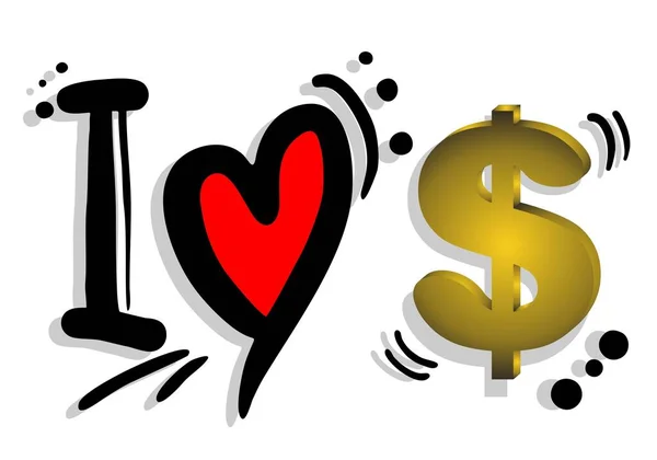 Love Dollar Vector Illustration — Vettoriale Stock