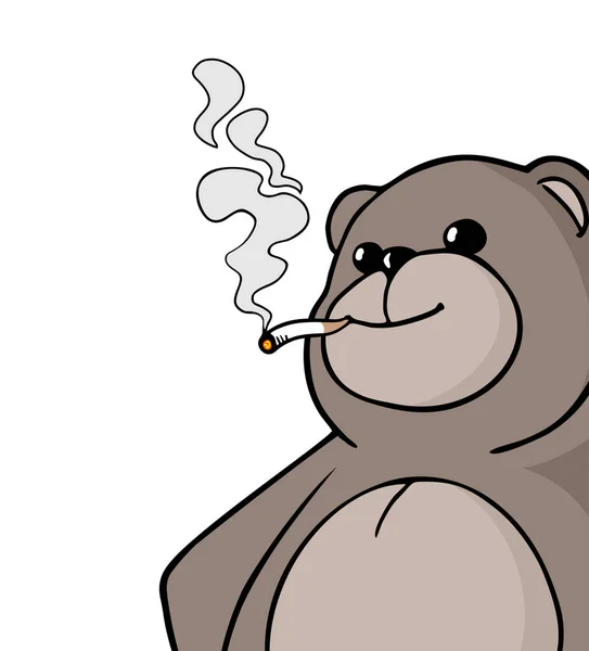 Bear Smoking Draw Vector Illustration — Stock Vector