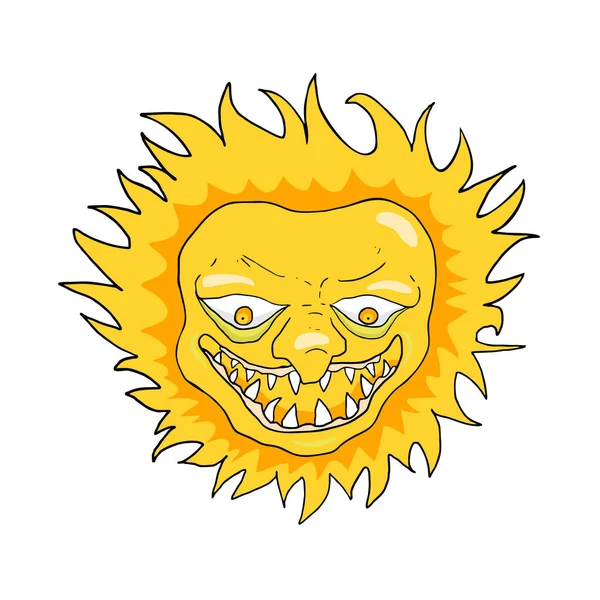 Wütend Sonne Zeichnen Vektor Illustration — Stockvektor