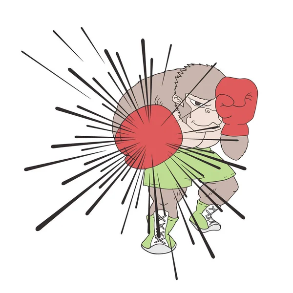 Boxe Gorila Vetor Ilustração — Vetor de Stock